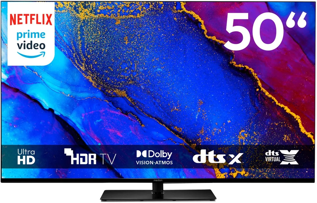 Medion 50" TV 4K MD 850400 - Smart TV - Zwart