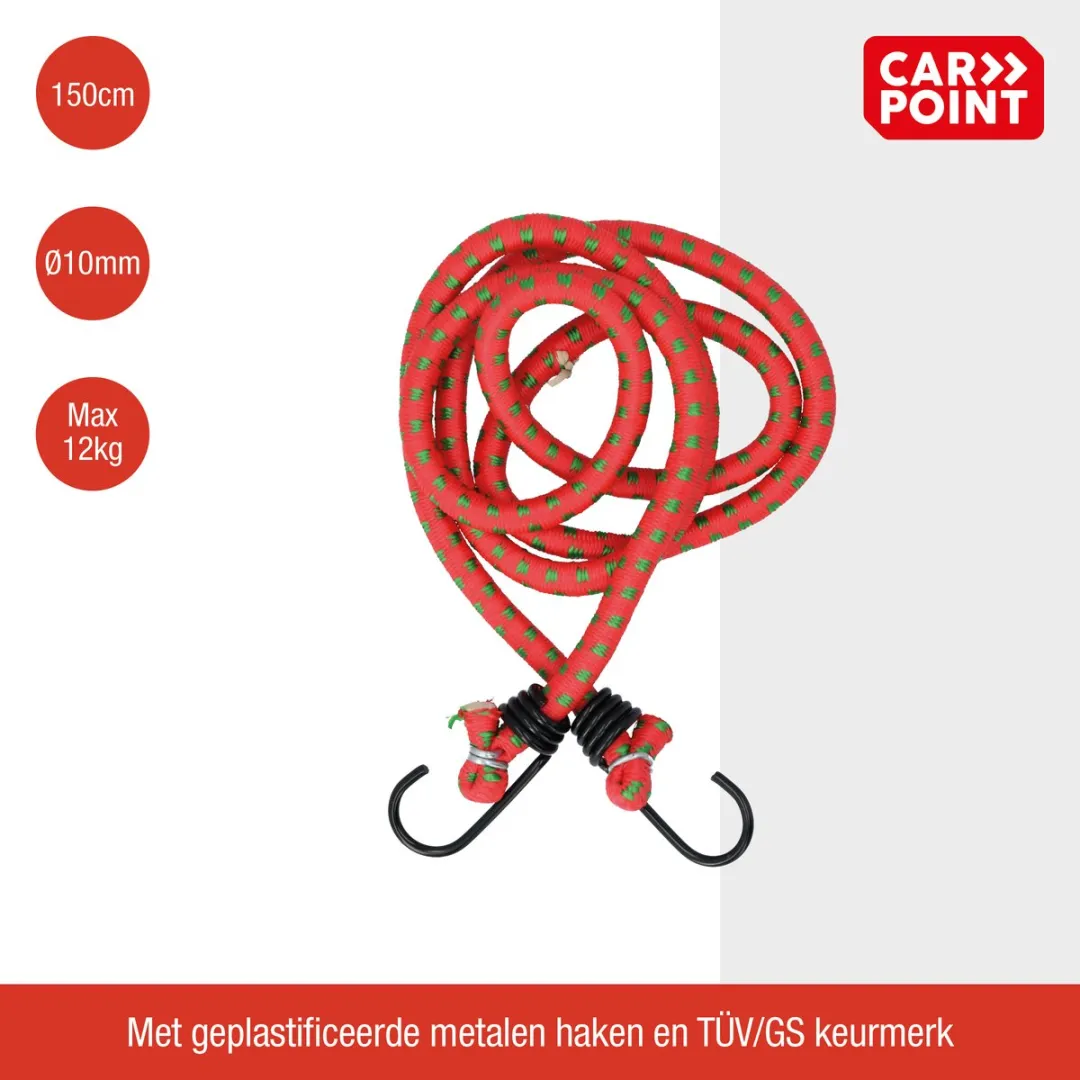 Carpoint Bagagebinder 150cm Ø10mm - Rood/ Groen