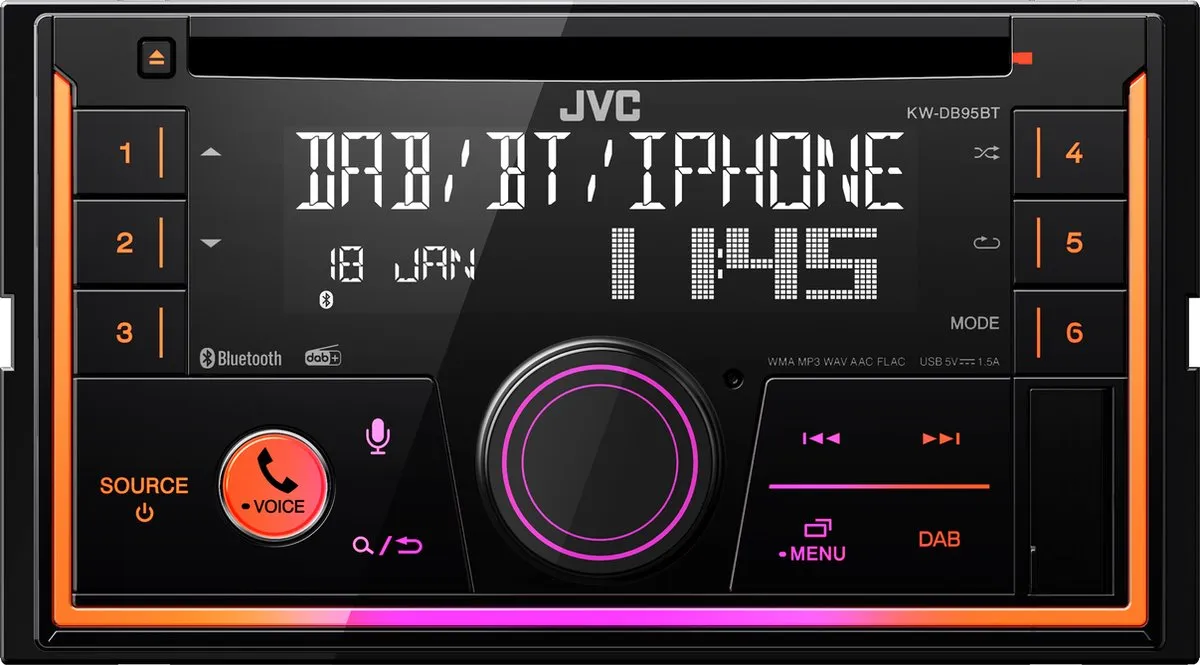JVC KW-DB95BT 2DIN Autoradio - Zwart
