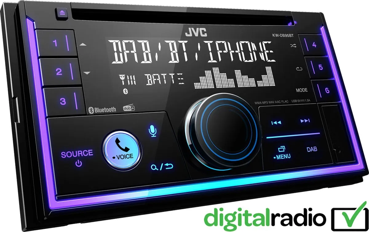 JVC KW-DB95BT 2DIN Autoradio - Zwart
