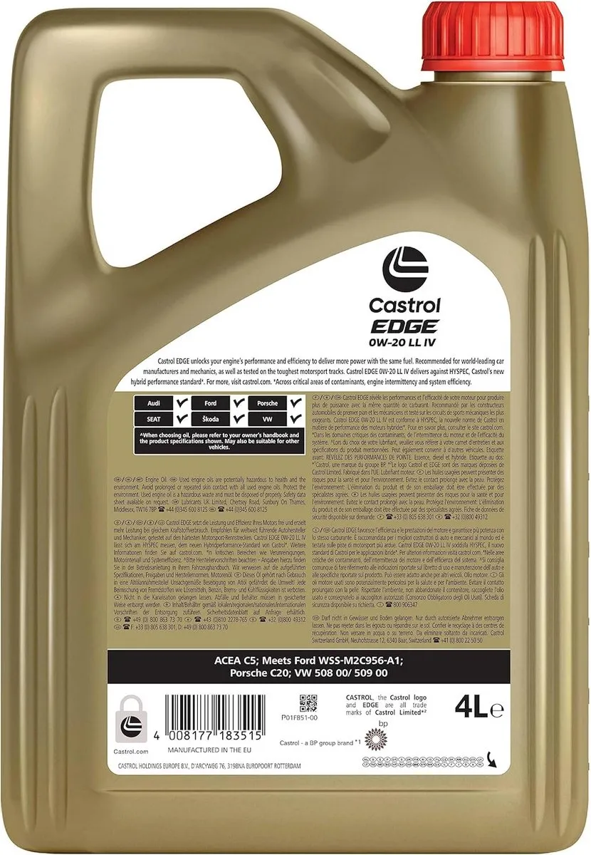 Castrol EDGE 0W-20 LL IV Motorolie - 4L
