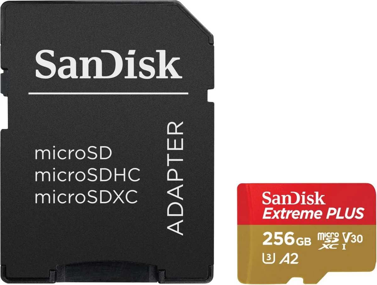 SanDisk Geheugenkaart Extreme Plus MicroSDXC 256GB met SD Adapter