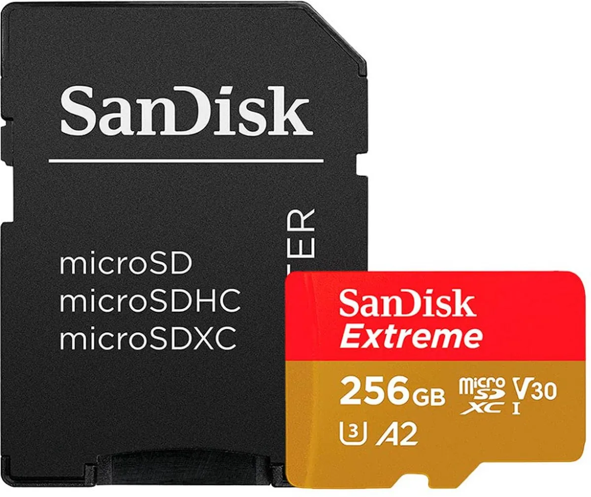 SanDisk Geheugenkaart Extreme Plus MicroSDXC 256GB met SD Adapter