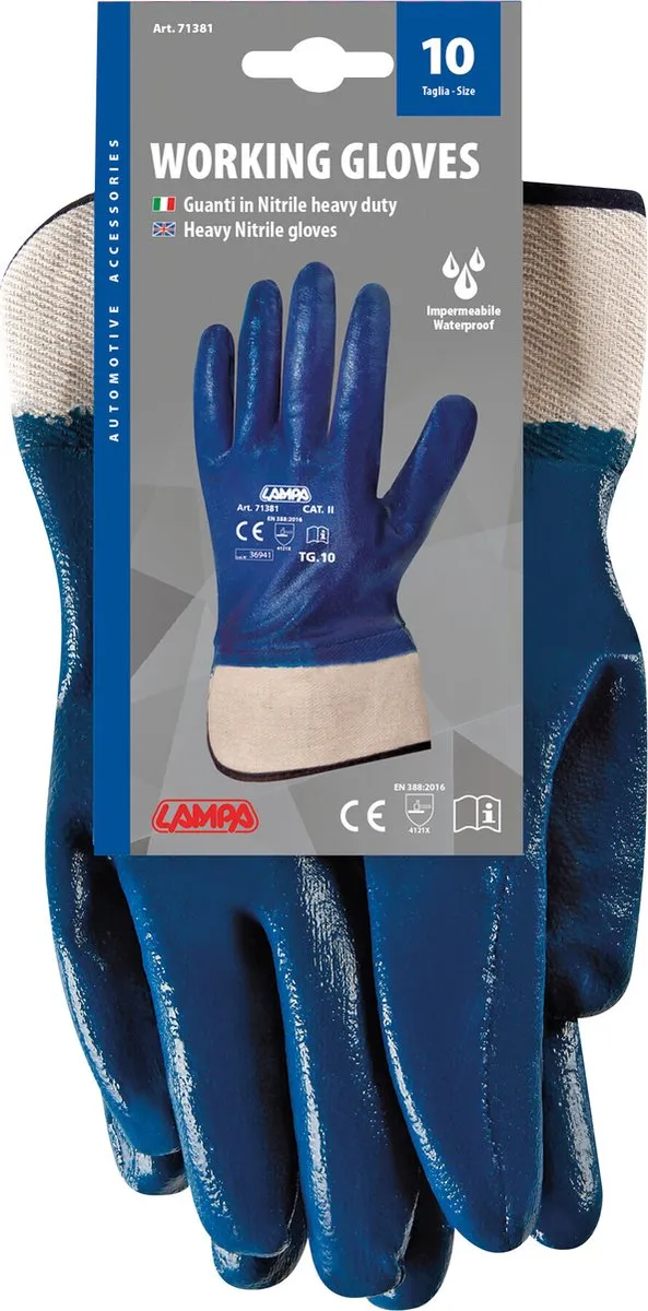 Lampa Nitril Handschoenen Size 10 - Blauw - Chemisch Bestendig