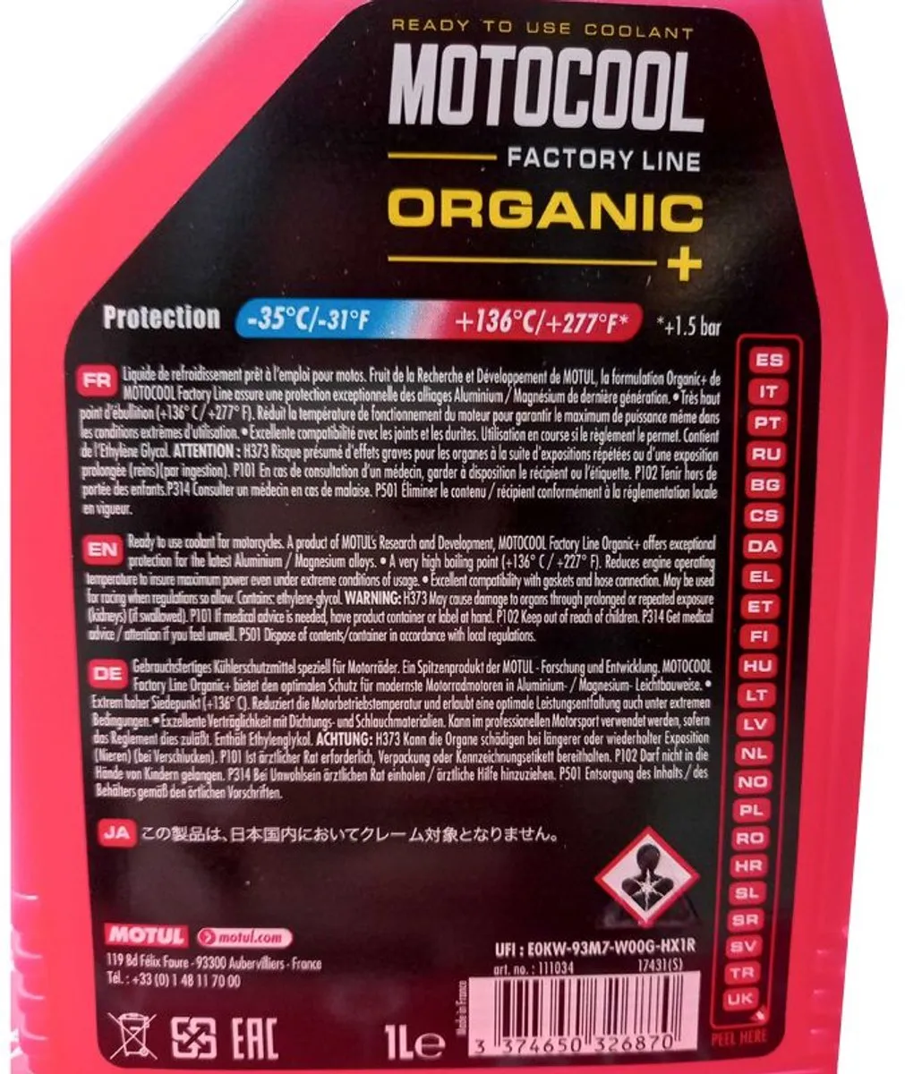 1L Motul Motocool Koelvloeistof 111034 Factory Line