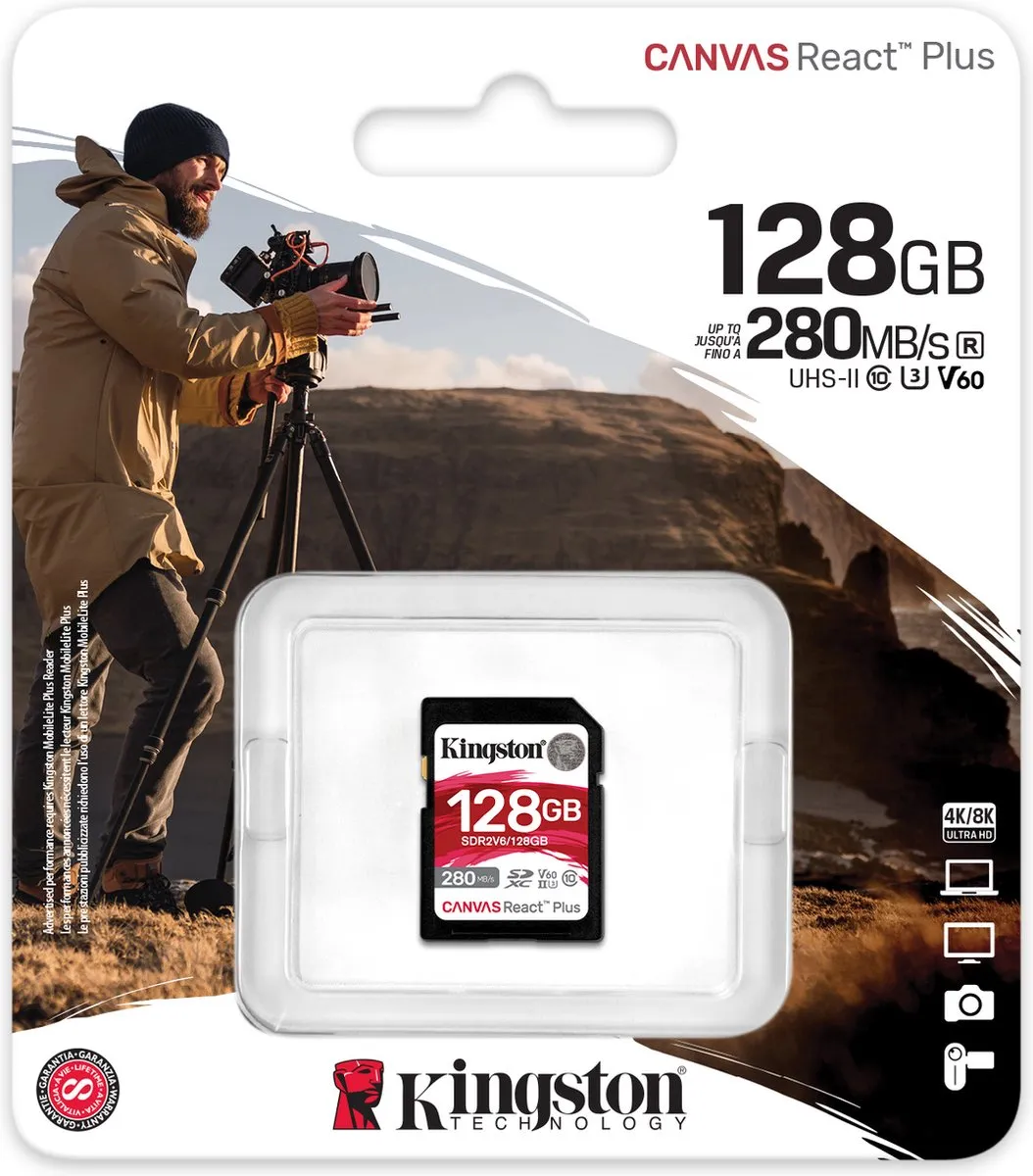 Kingston Canvas React Plus microSDXC 128GB UHS-II V60