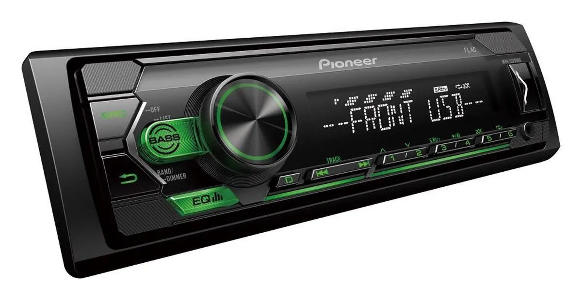 Pioneer MVH-S120UBG – 1-DIN Autoradio met USB & AUX-in – Groene verlichting – 4×50 W