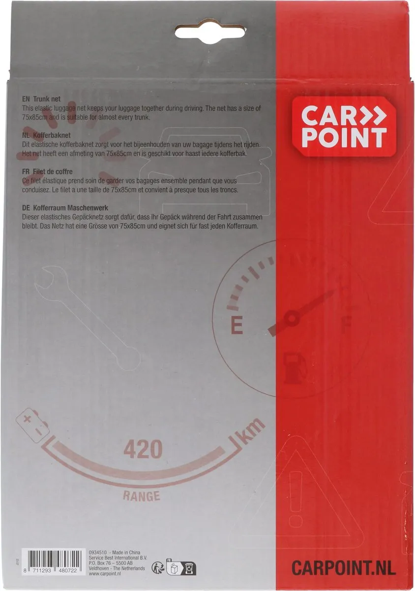 Carpoint Bagagenet 75x85cm - Zwart