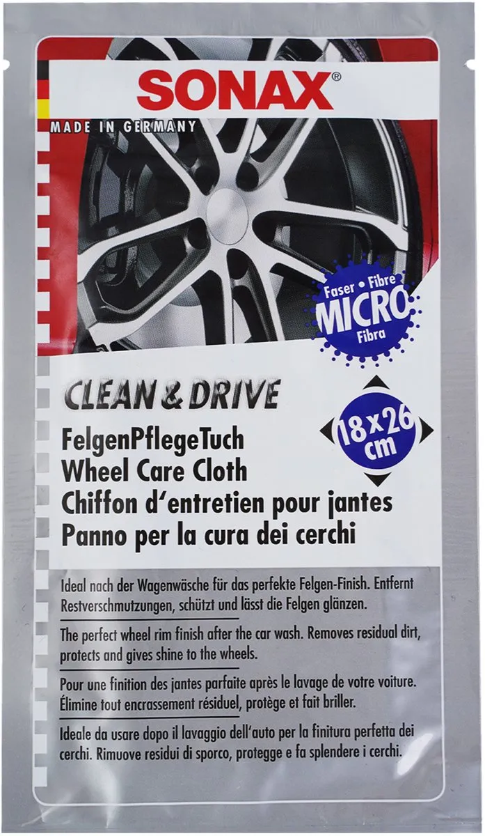 Sonax Clean & Drive Velgenonderhoudsdoekje 18x26cm
