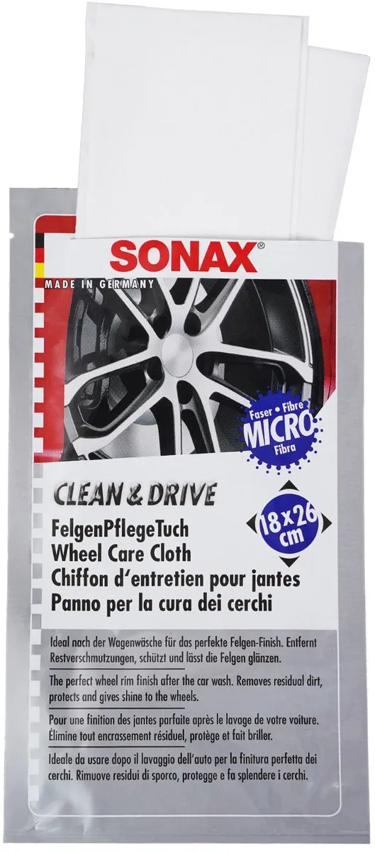 Sonax Clean & Drive Velgenonderhoudsdoekje 18x26cm