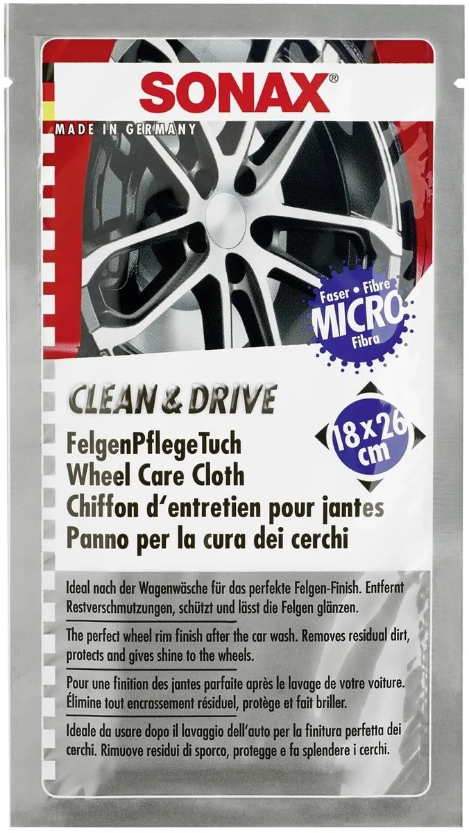 Sonax Clean & Drive Velgenonderhoudsdoekje 18x26cm