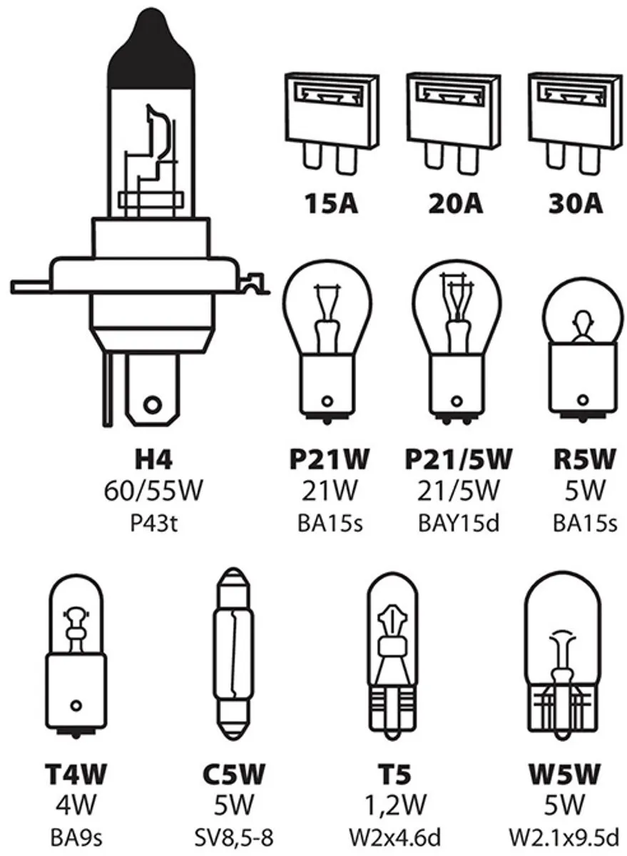 Lampa Reservelampenset 12V H4 Halogeen