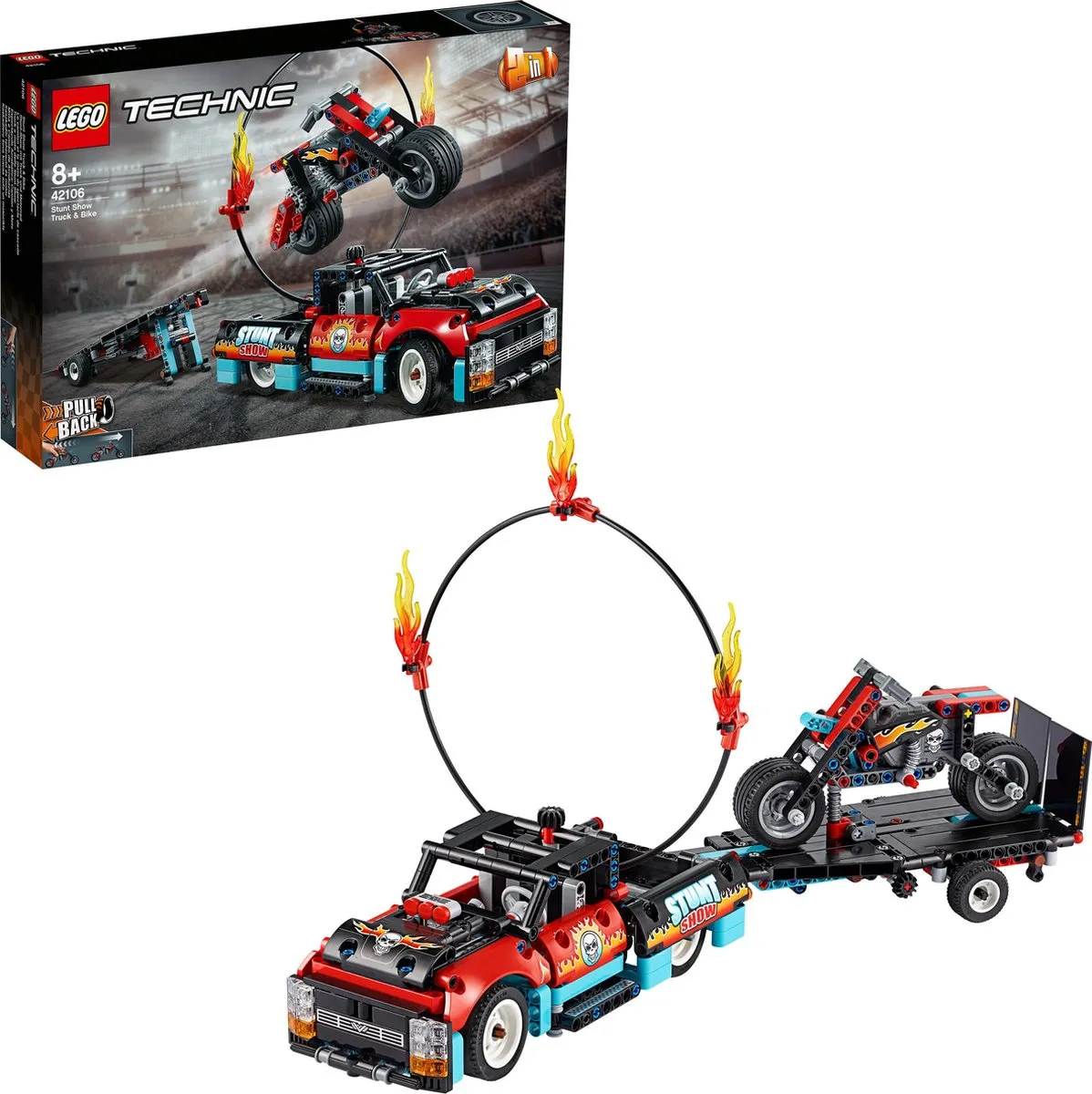 LEGO Technic Stunt Show Truck & Motor 42106 - 610 Stukken - Zwart - afbeelding 3 van 6