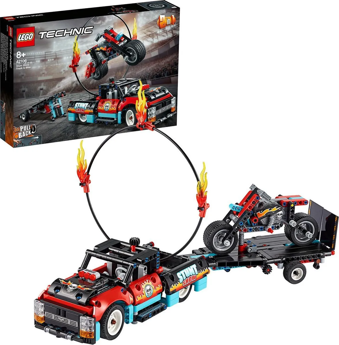 LEGO Technic Stunt Show Truck & Motor 42106 - 610 Stukken - Zwart - afbeelding 5 van 6