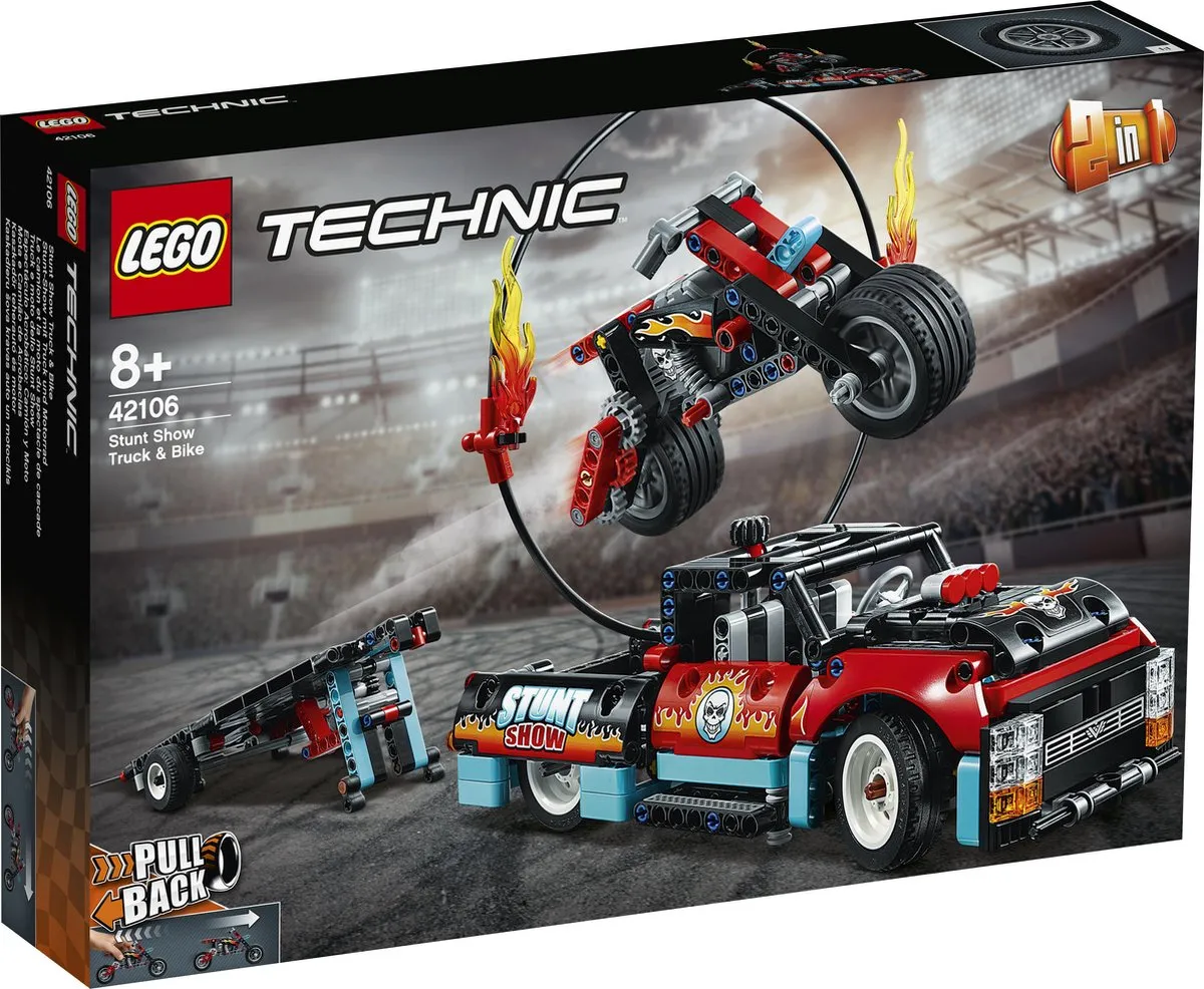 LEGO Technic Stunt Show Truck & Motor 42106 - 610 Stukken - Zwart - afbeelding 2 van 6