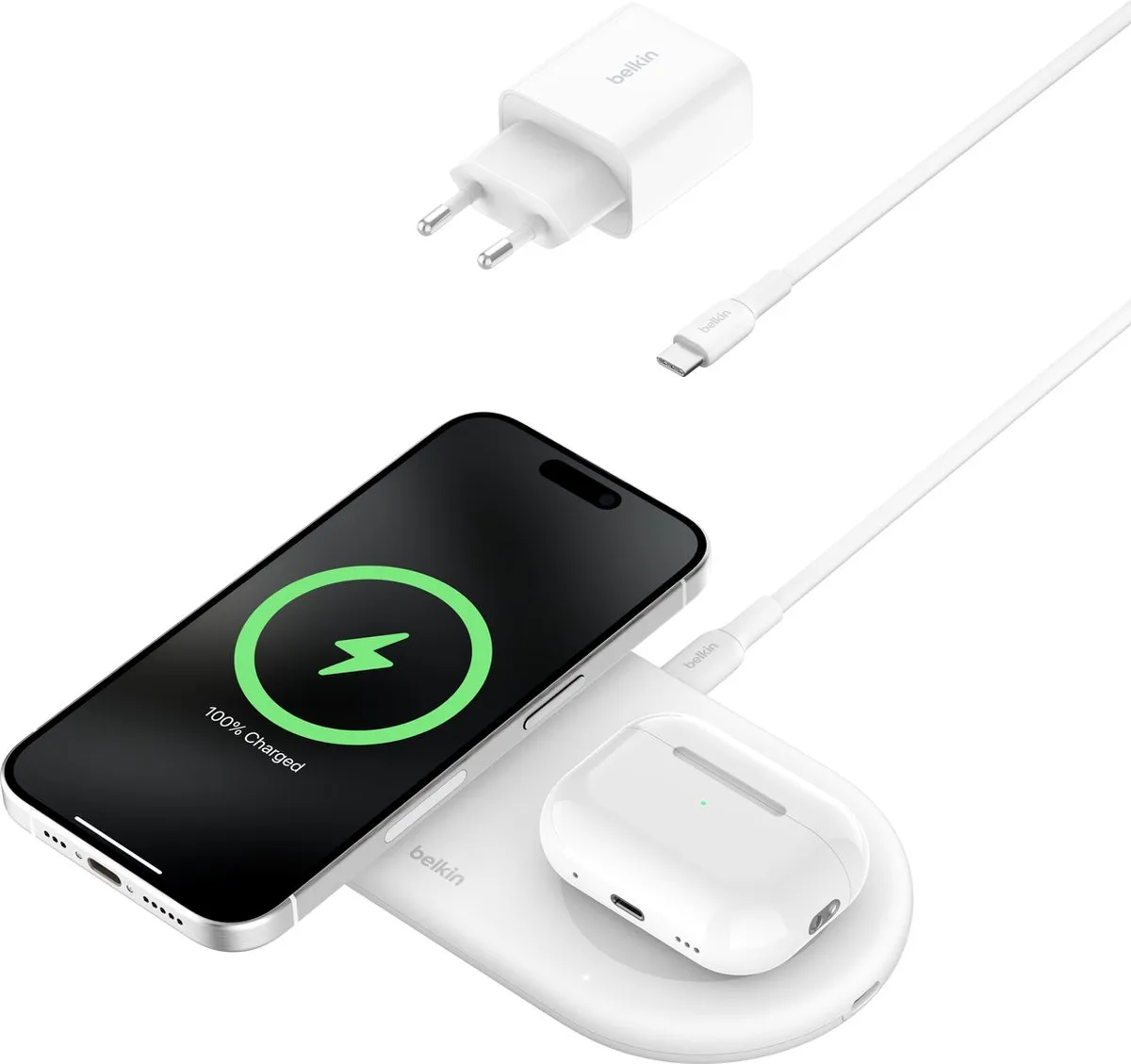 Belkin WIZ021vfWH Magnetisch Draadloos Laadstation 15W - Qi2 - Magsafe