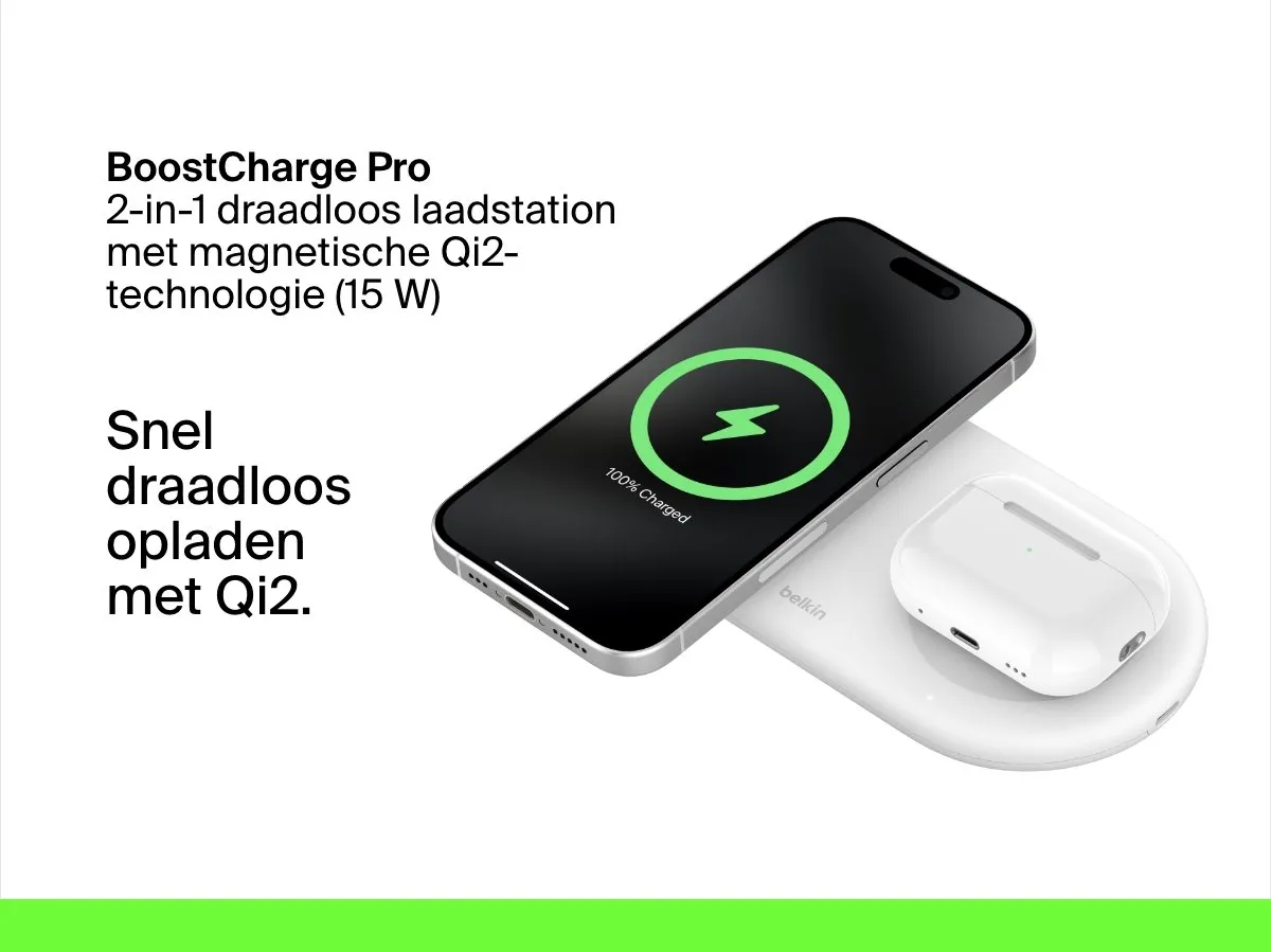 Belkin WIZ021vfWH Magnetisch Draadloos Laadstation 15W - Qi2 - Magsafe