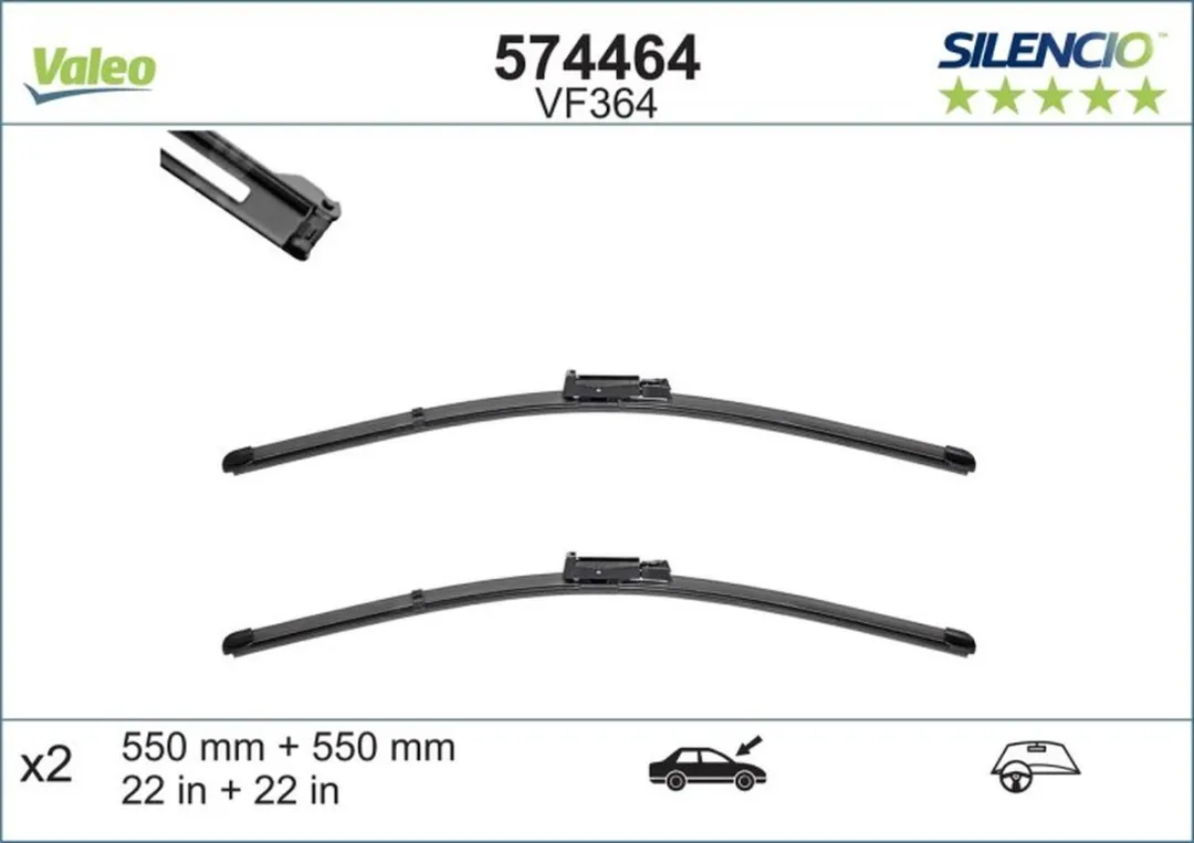 Valeo Silencio VM364 Flatblade Set - Zwart