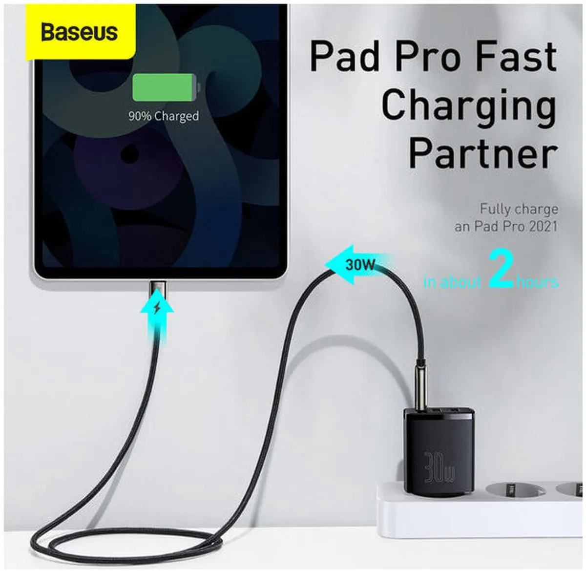 Baseus CCXJ-E01 Compact Oplader 30W - 2x USB-A 1x USB-C - Zwart