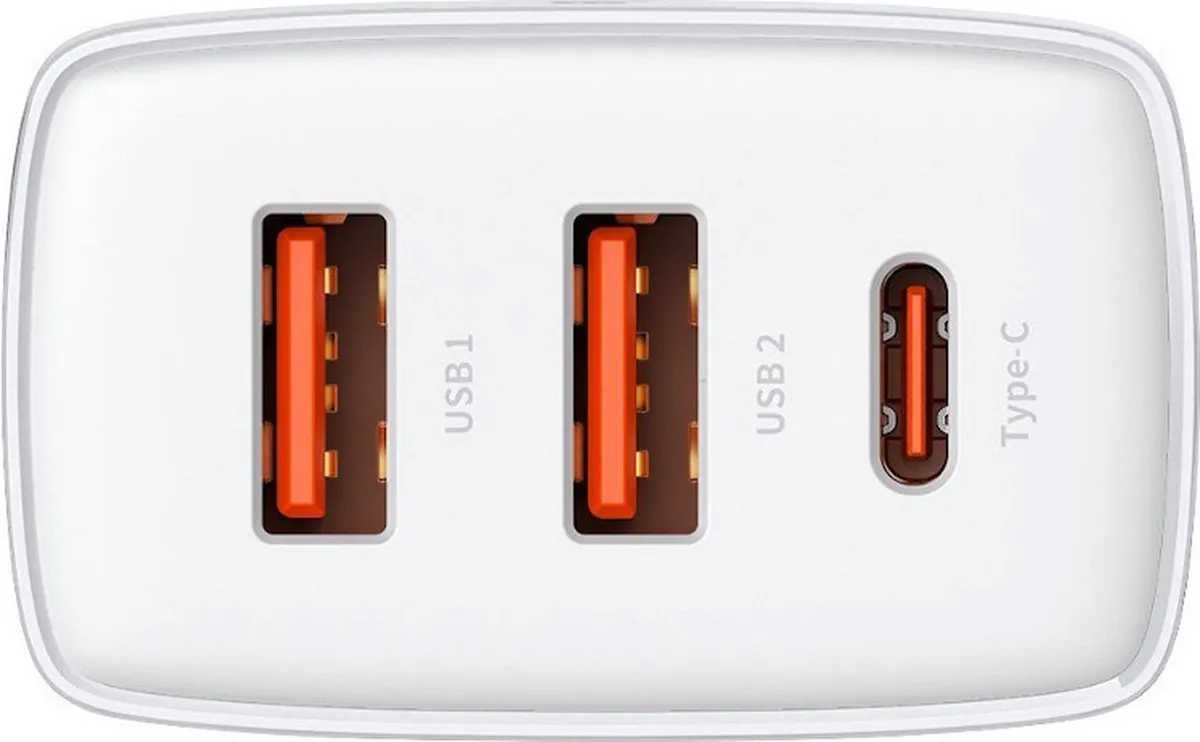 Baseus CCXJ-E01 Compact Oplader 30W - 2x USB-A 1x USB-C - Zwart - afbeelding 6 van 6