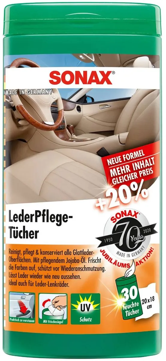 SONAX Lederen Autodoekjes 25 stuks in Dispenser Emmer