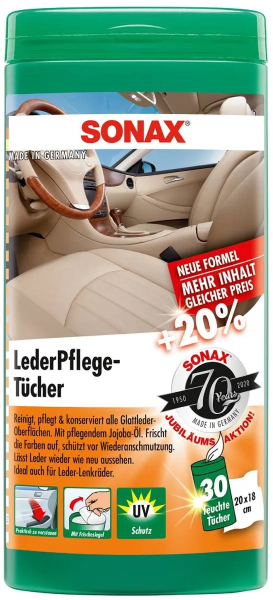 SONAX Lederen Autodoekjes 25 stuks in Dispenser Emmer