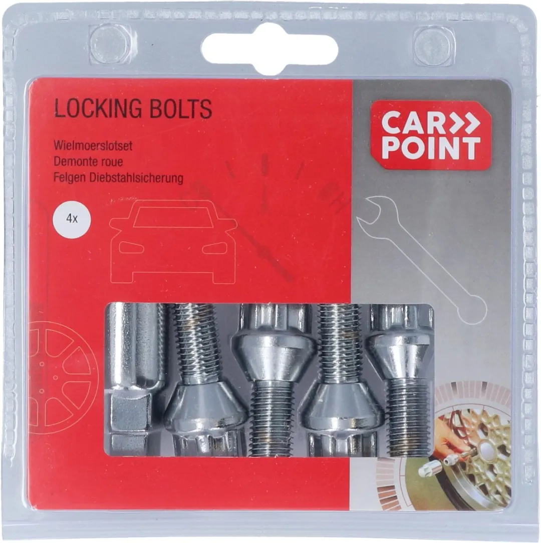 Carpoint Anti-Diefstal Wielbouten M12x1.5x26mm - 4 Stuks - Zilver