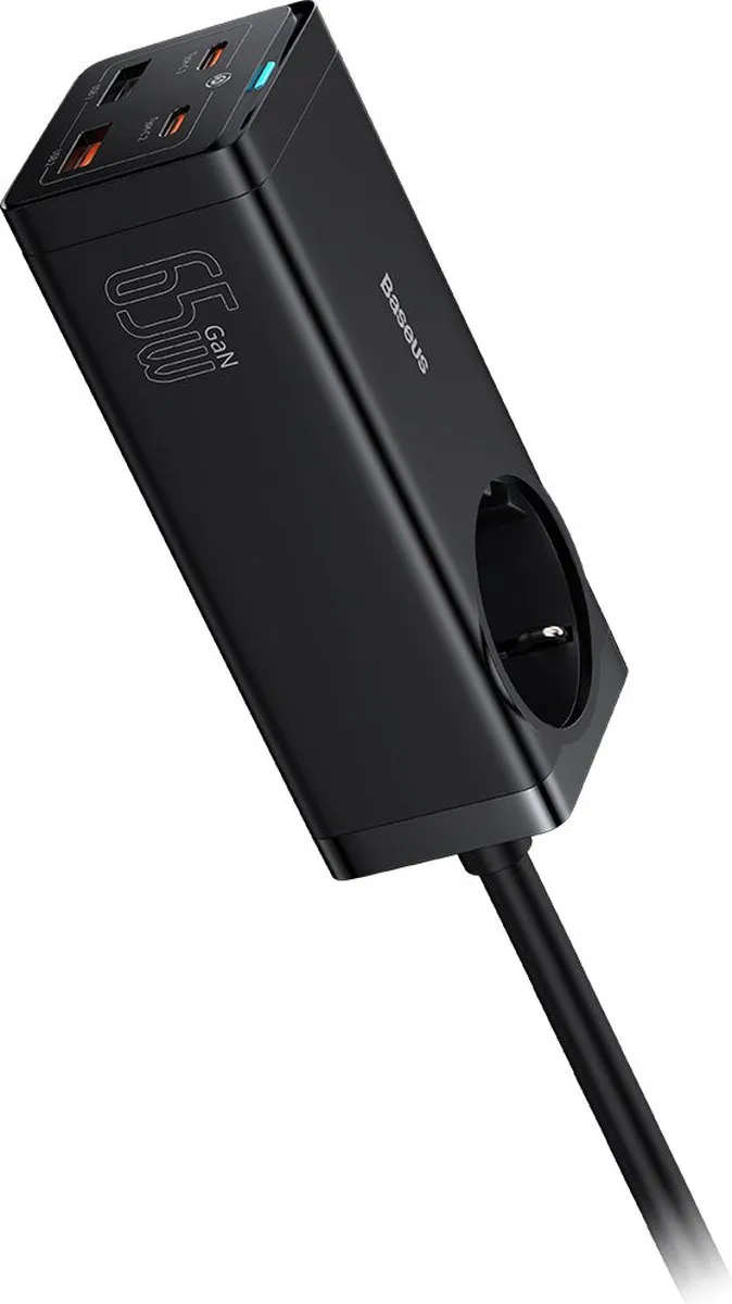 Baseus GaN3 Pro PSZM000901 Snellader 65W - 4 Outputs Zwart