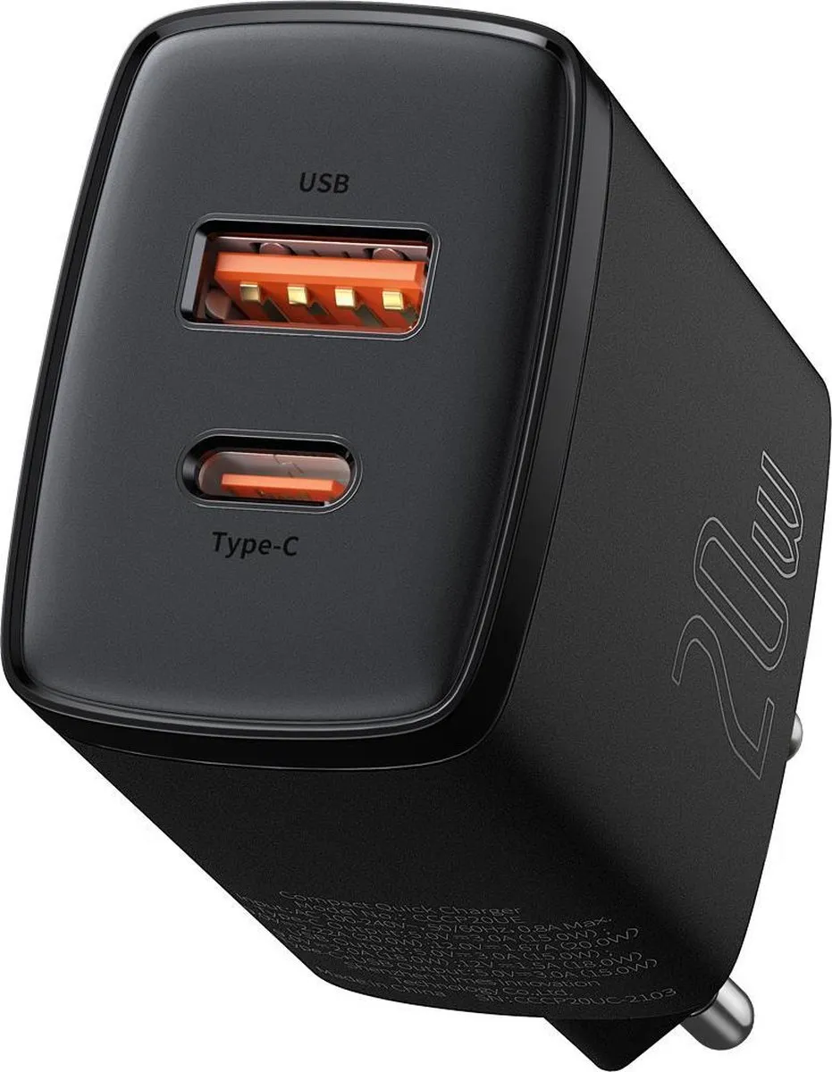 Baseus Compact 20W USB-C & USB-A Oplader