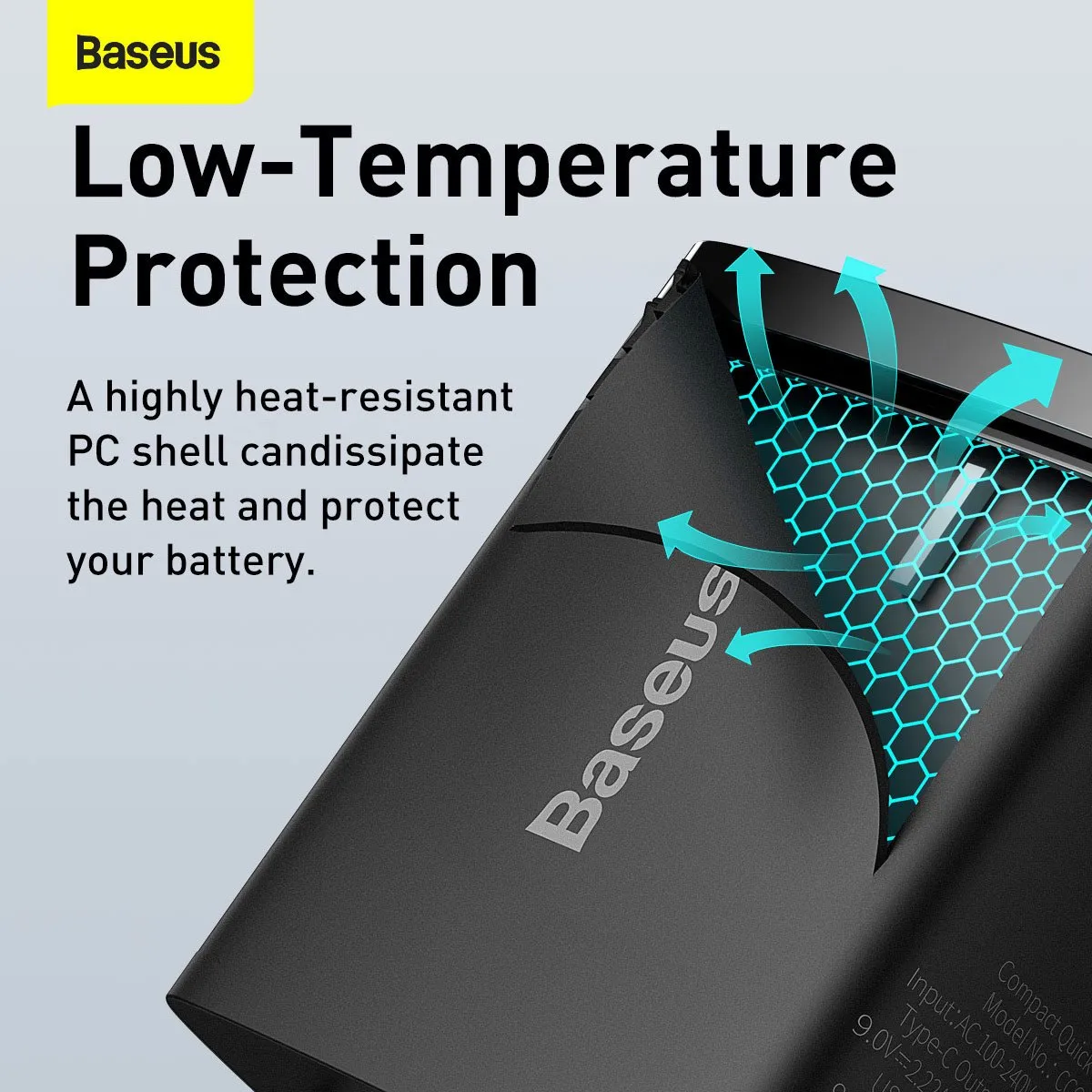 Baseus Compact 20W USB-C & USB-A Oplader - Zwart