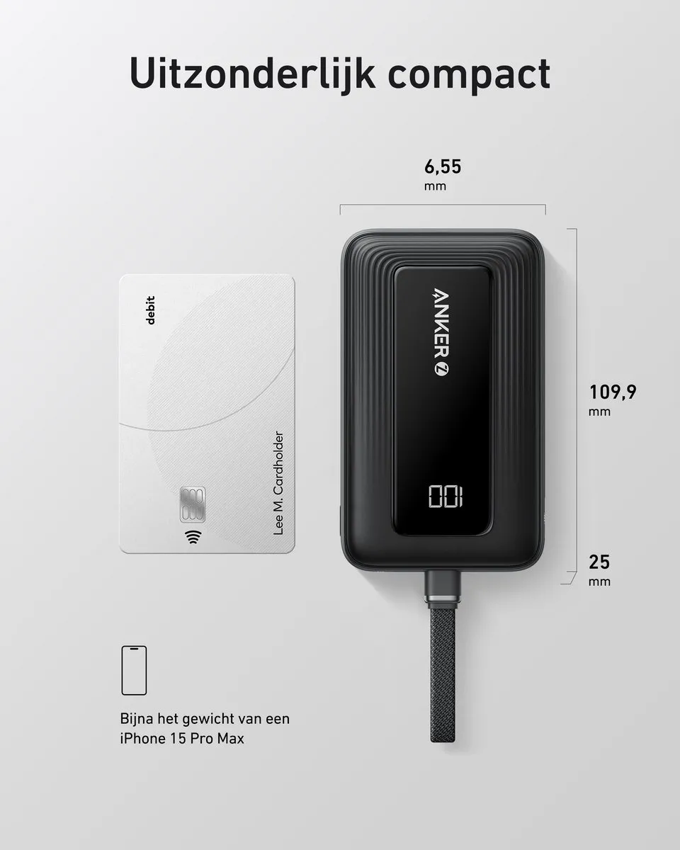 Anker Zolo Powerbank A1688011 - 10.000mAh 30W - Zwart