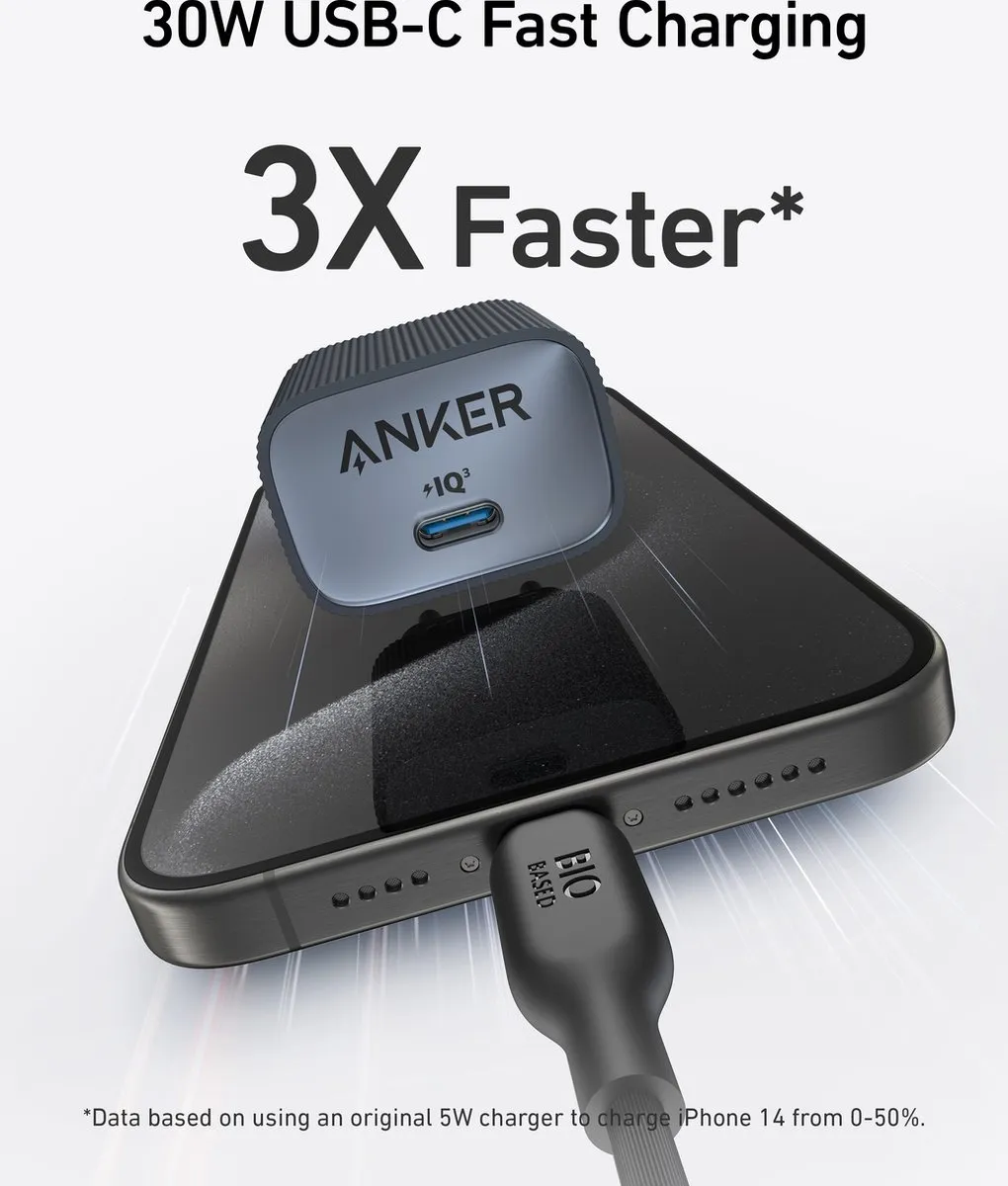 Anker Nano A2337G11 USB-C Oplader 30W - Zwart