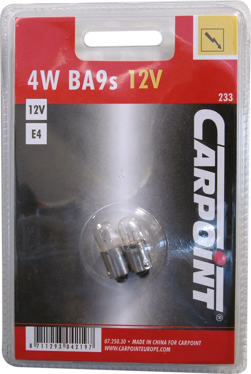 Carpoint Gloeilamp BA9s 4W - 2 Stuks