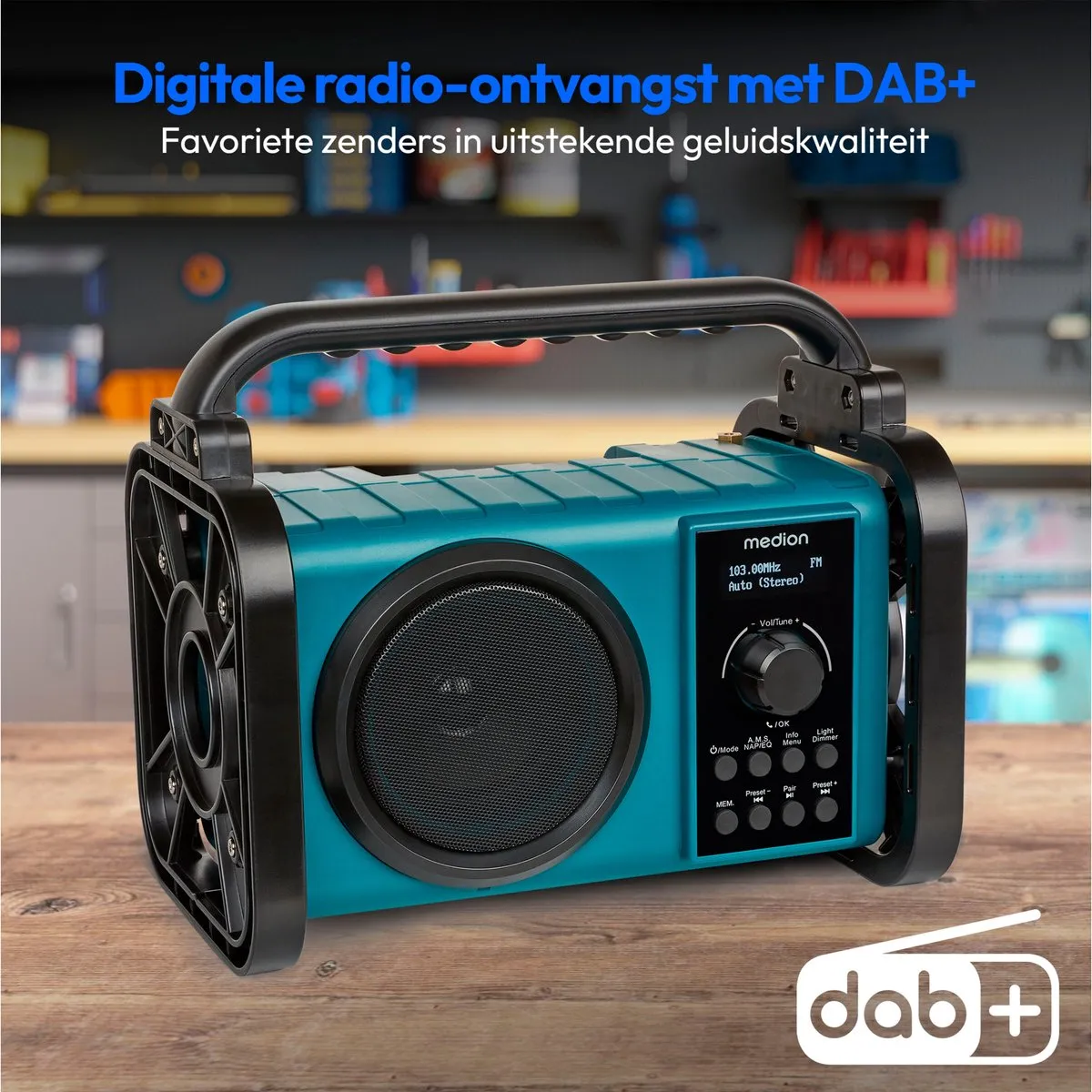 Medion MD43877 DAB+ Bouwplaatsradio - Blauw