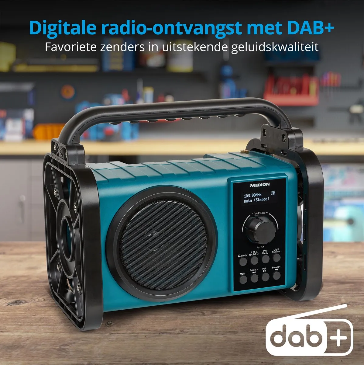 Medion MD43877 DAB+ Bouwplaatsradio - Blauw