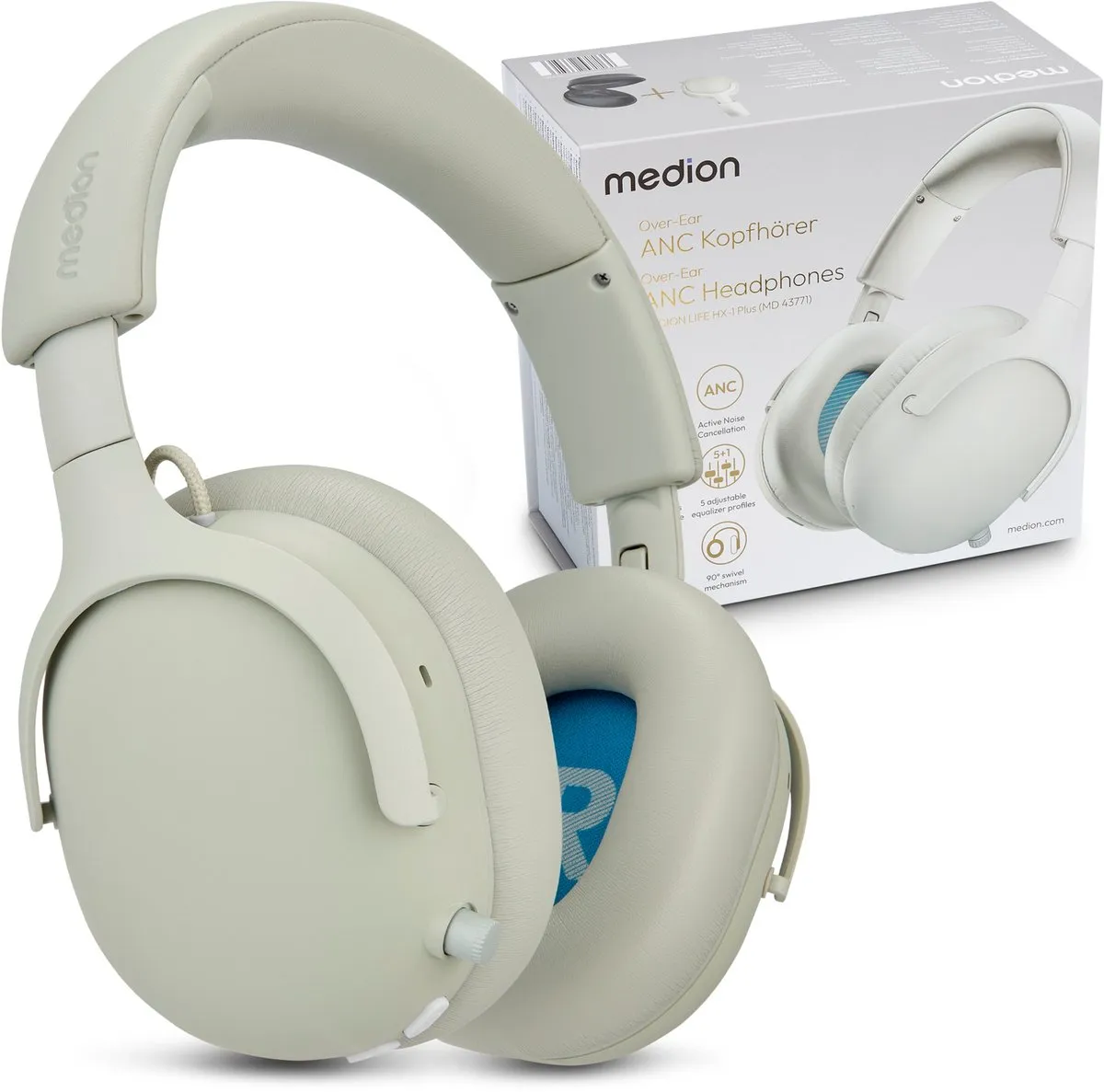 Medion HX-1 Plus Over-Ear Koptelefoon - Draadloos - IPX4 - Wit