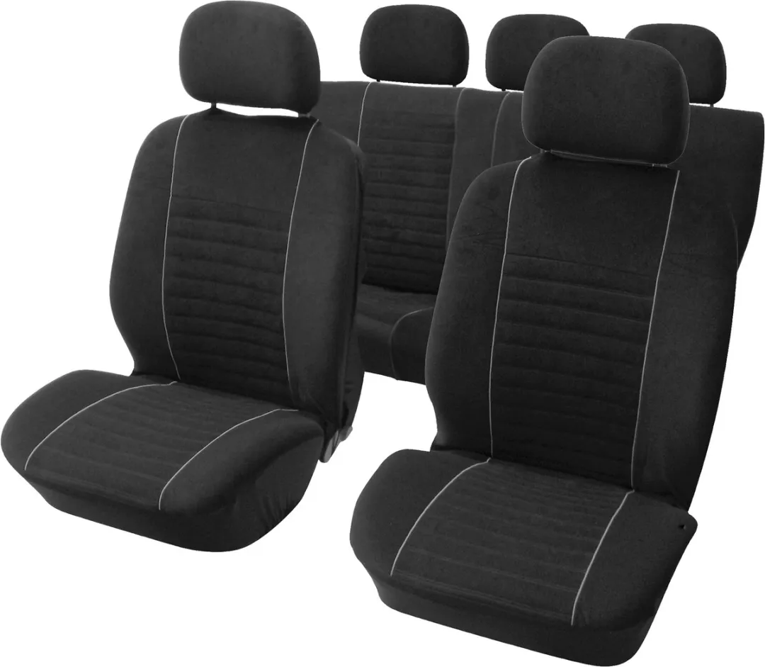 Carpoint Stoelhoezenset Velours 9-delig - Zwart