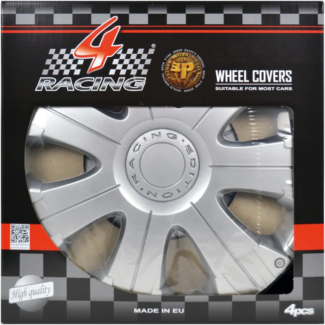 Carpoint Wieldoppen Racing 15" ABS - Zilver - 4 Stuks