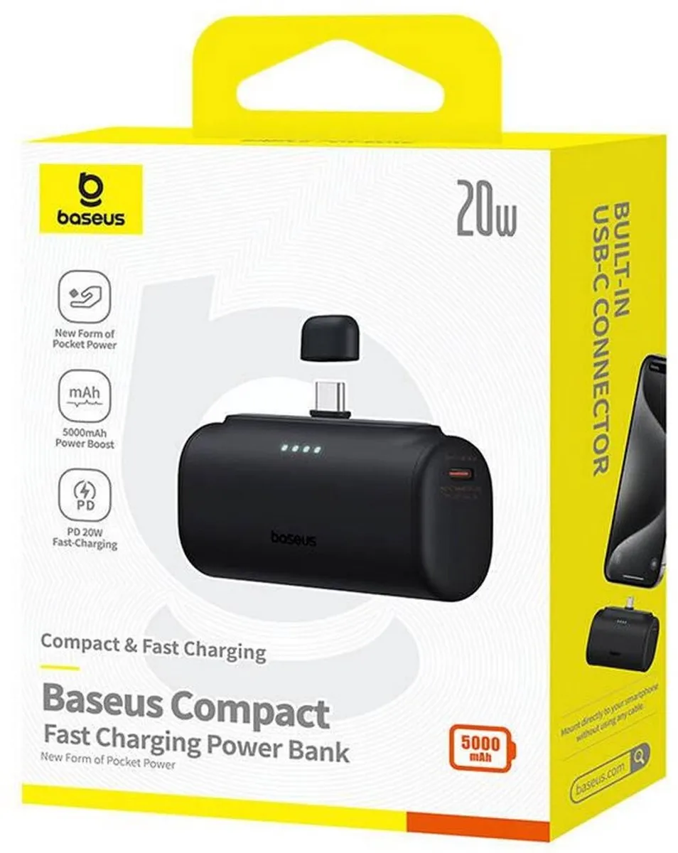 Baseus 5000mAh Powerbank - 20W USB-C - Zwart - afbeelding 5 van 6