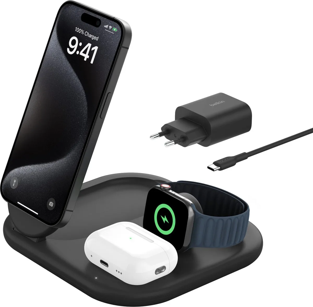 Belkin 3-in-1 Draadloze Lader met Qi2 15W