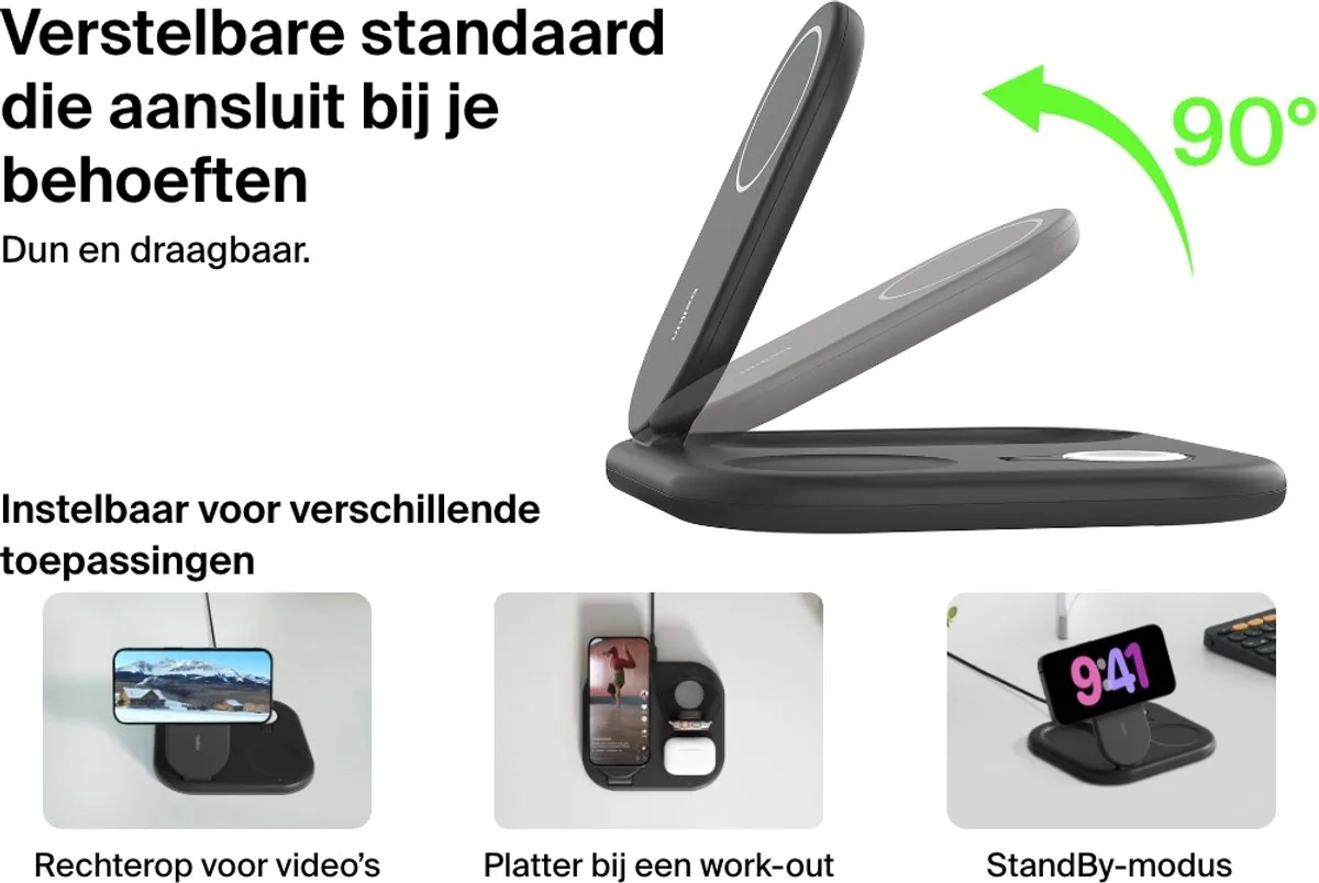 Belkin WIZ029VFBK 3-in-1 Draadloze Lader - 15W - Zwart