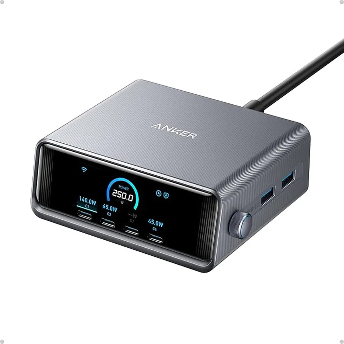 Anker Prime A2345341 Lader 250W - 6 Poorten Zilver