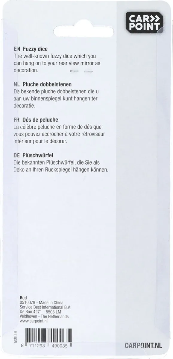 Carpoint Spiegeldecoratie Rode Dobbelsteen - Rood/Wit - afbeelding 6 van 6