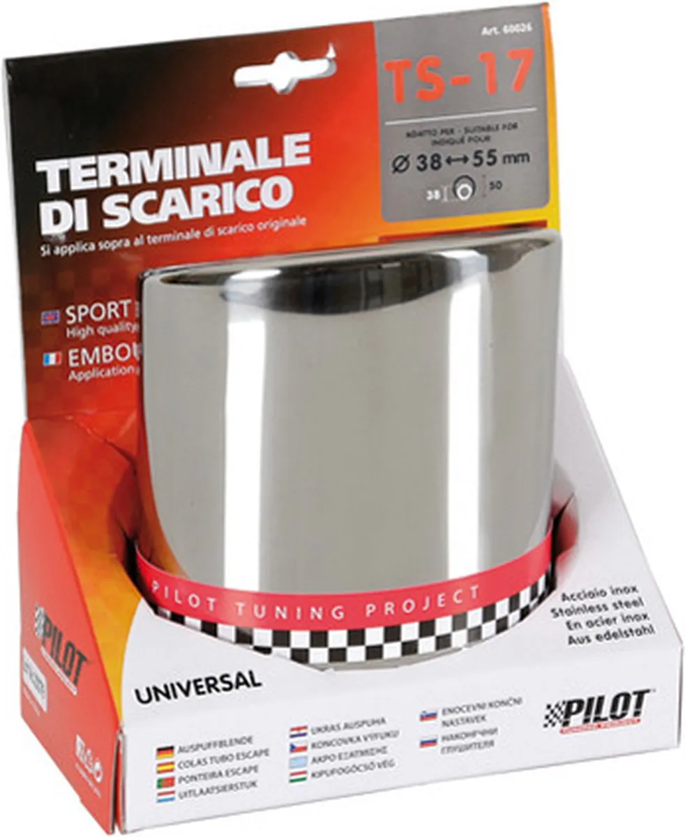 Lampa TS-17 S RVS Uitlaatpijp 37mm - Zilver