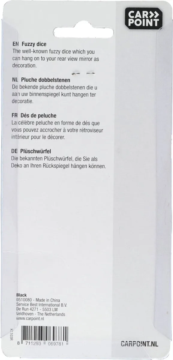 Carpoint Spiegeldecoratie Zwarte Dobbelsteen - Auto Accessoires - afbeelding 6 van 6