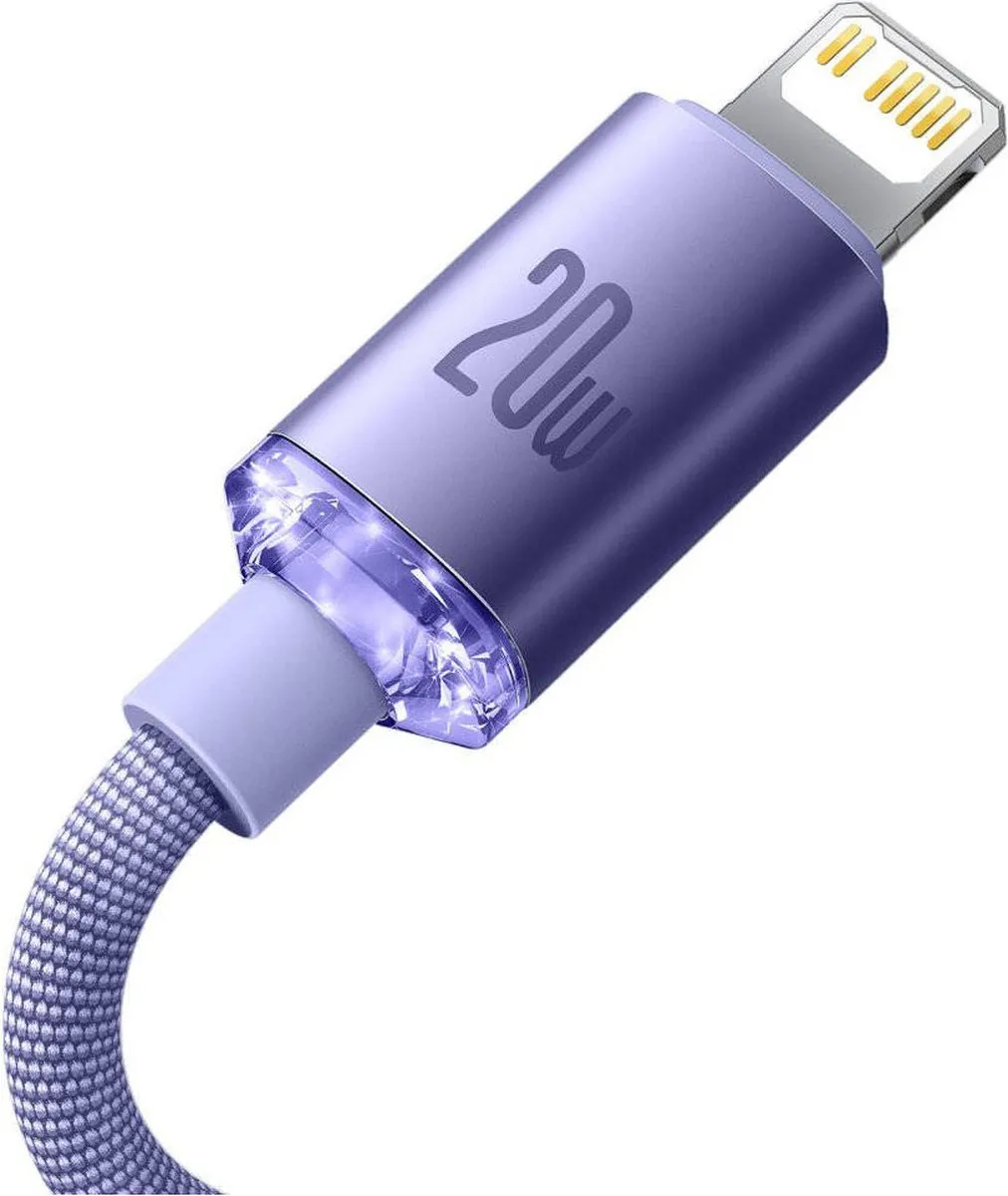 Baseus Crystal Shine Series USB-C Lightning Kabel 20W 1,2m - Transparant