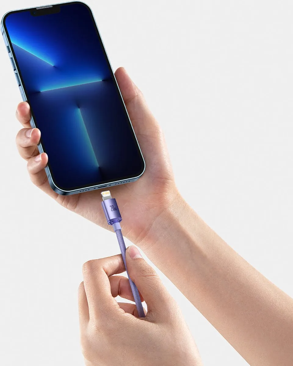 Baseus Crystal Shine Series USB-C Lightning Kabel 20W 1,2m - Transparant