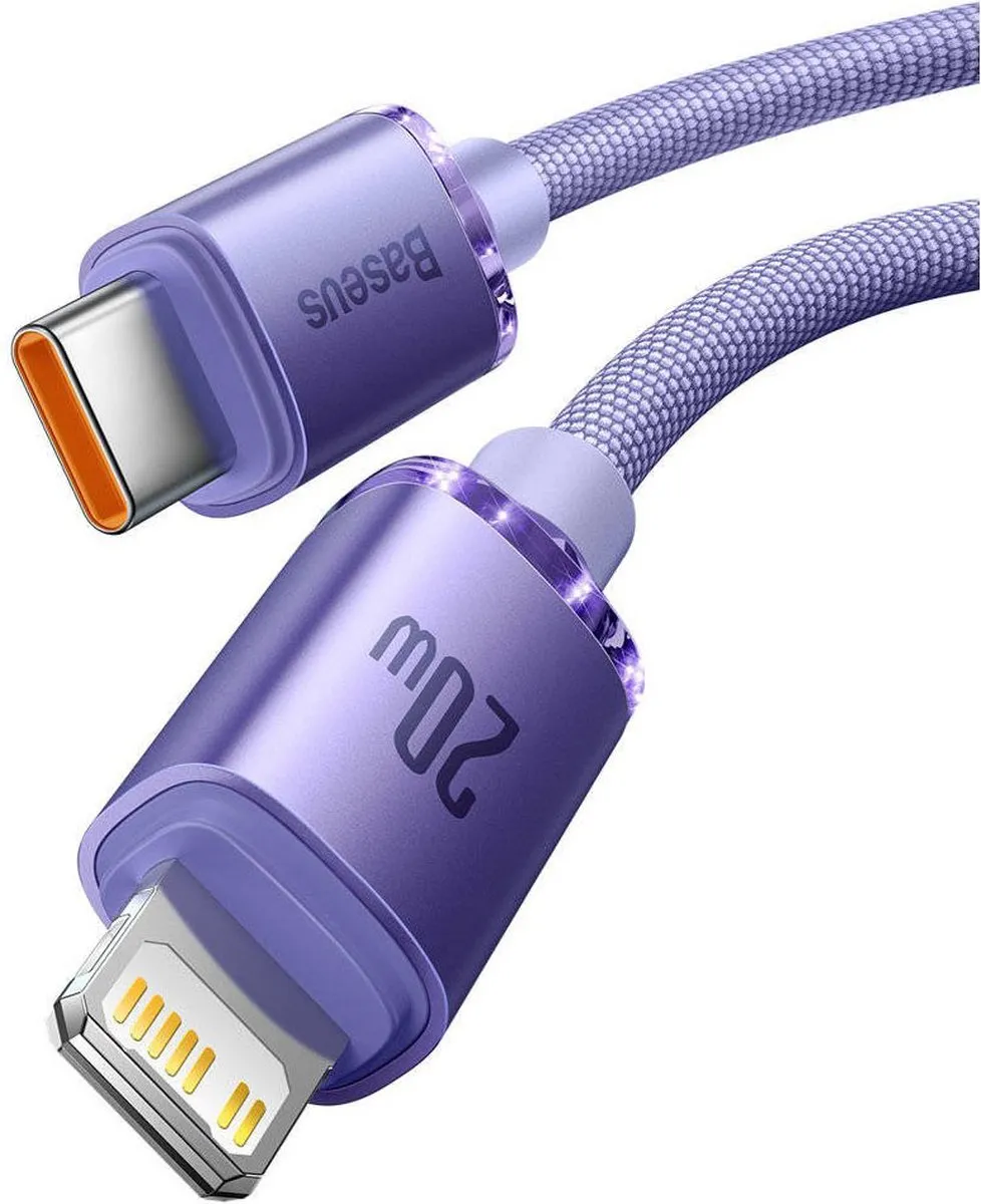 Baseus Crystal Shine Series USB-C Lightning Kabel 20W 1,2m - Transparant