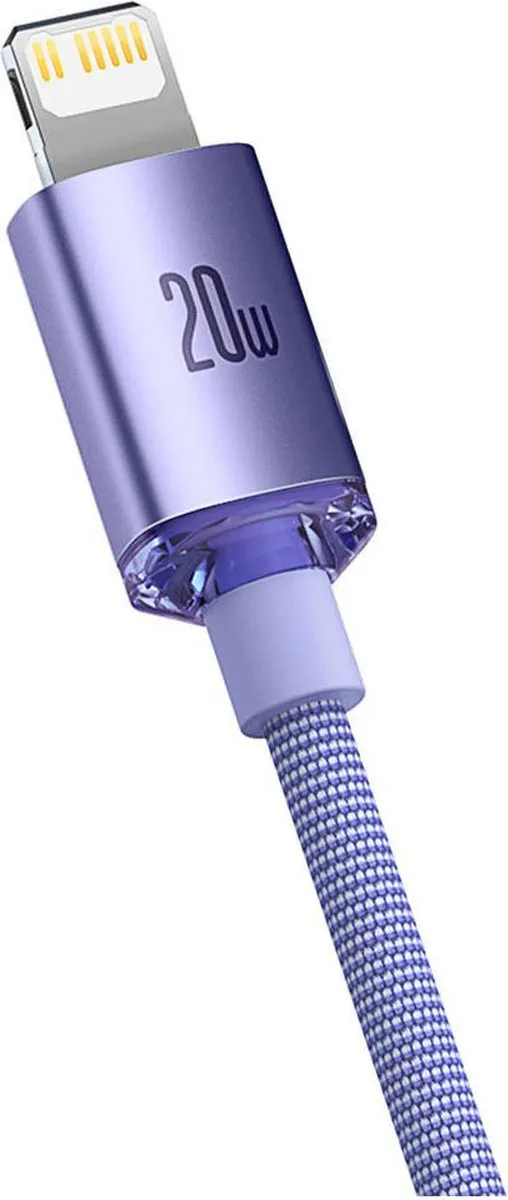 Baseus Crystal Shine Series USB-C Lightning Kabel 20W 1,2m - Transparant