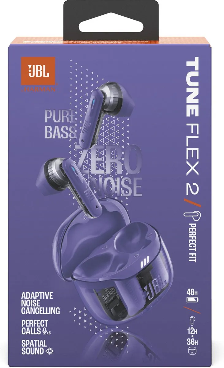 JBL Tune Flex 2 True Wireless Oordopjes - 48 uur - IP54 - Ghost Purple